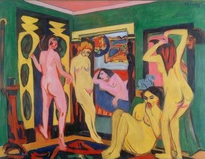 Baigneuses dans la chambre (révisé après 1925) - Ernst Ludwig Kirchner