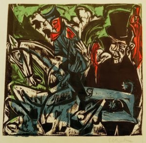Rencontre de Schlemihl avec le petit homme gris dans la rue - Ernst Ludwig Kirchner