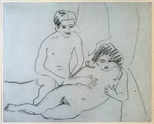 Couple nu allongé sur un lit