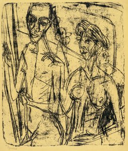 Couple dans une chambre, homme nu avec femme - Ernst Ludwig Kirchner