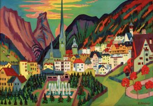 Davos avec église. Davos en été - Ernst Ludwig Kirchner