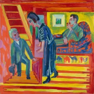La Visite - Couple et nouveau venu - Ernst Ludwig Kirchner