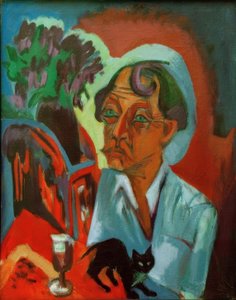 Le peintre Stirner avec chat - Ernst Ludwig Kirchner