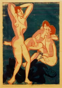 Trois nus et homme allongé - Ernst Ludwig Kirchner