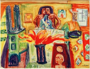 Intérieur avec tulipes - Ernst Ludwig Kirchner