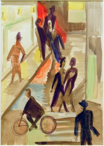 Scène de rue avec vélo
