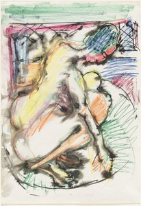 Erna se baignant dans une baignoire - Ernst Ludwig Kirchner