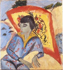 Erna avec un parapluie japonais - Ernst Ludwig Kirchner