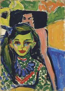 Fränzi devant une chaise sculptée, 1910 - Ernst Ludwig Kirchner