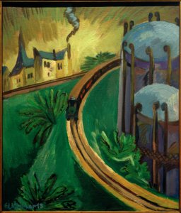 Réservoir de gaz et train de banlieue - Ernst Ludwig Kirchner