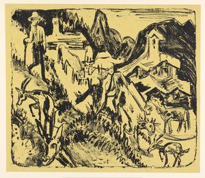 Chevrier avec son troupeau dans les montagnes - Ernst Ludwig Kirchner