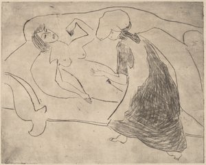 Fille, avec une autre lui frottant le ventre