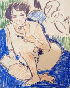 Dodo accroupi avec livre - Ernst Ludwig Kirchner