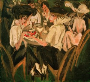 Dans le jardin du café