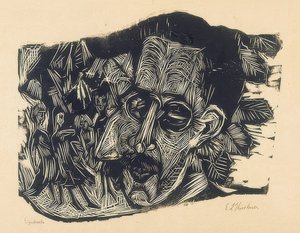 Tête du Dr. Ludwig Binswanger et petite fille. 1917/18 - Ernst Ludwig Kirchner