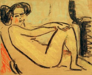 Fille allongée près du poêle - Ernst Ludwig Kirchner