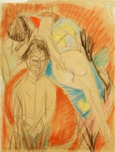 Peintre et femme nue (Autoportrait avec modèle) - Ernst Ludwig Kirchner