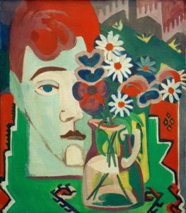 Tête de meunier avec fleurs - Ernst Ludwig Kirchner