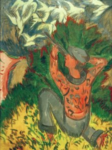Chasseur de mouettes dans le bois