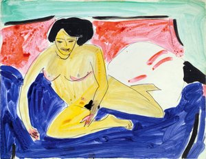 Nu assis sur un divan - Ernst Ludwig Kirchner