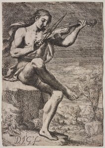 Homme nu jouant du violon