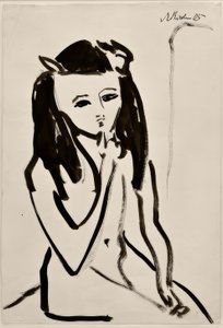 Sans titre (Fränzi nue, la main au menton) - Ernst Ludwig Kirchner