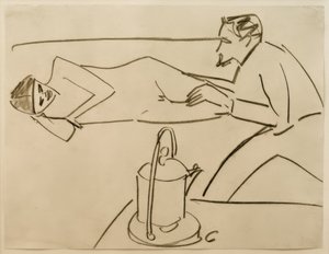 Sans titre (Fränzi allongée en conversation avec Erich Heckel) - Ernst Ludwig Kirchner