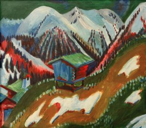 Fonte des neiges. Paysage de montagne avec alpage - Ernst Ludwig Kirchner