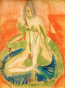 Femme nue assise dans une baignoire