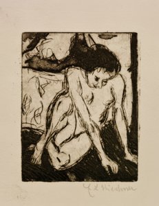Jeune fille nue assise - Ernst Ludwig Kirchner