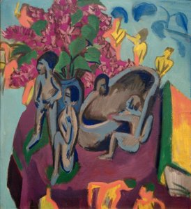 Nature morte avec sculptures et fleurs - Ernst Ludwig Kirchner