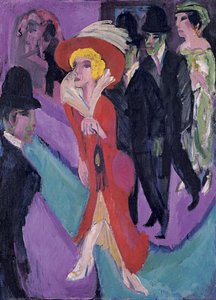 Rue avec prostituée rouge, 1914-1925 - Ernst Ludwig Kirchner