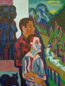 Avant le lever du soleil – Moi-même avec Erna devant la maison de Wildboden - Ernst Ludwig Kirchner