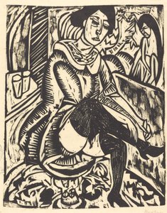Femme attachant sa chaussure - Ernst Ludwig Kirchner