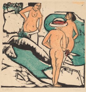 Femmes se baignant entre des pierres blanches, 1912