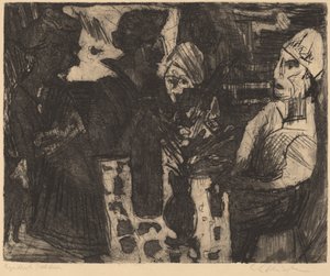 Femmes à une table dans une pièce (recto) / Femme nue (verso)