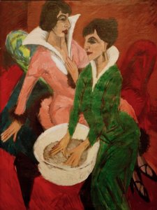 Deux femmes avec lavabo; Les sœurs - Ernst Ludwig Kirchner