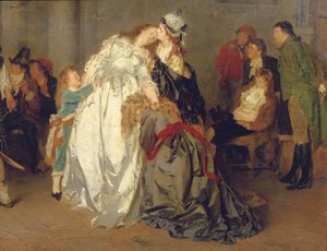 Le Roi Louis XVI de France faisant ses adieux à sa famille dans la prison du Temple, (détail), 1873 - Ernst Meisel