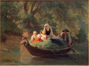 Famille de paysans dans un bateau - Ernst Schalck