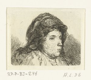 Buste de femme avec un tissu autour de la tête