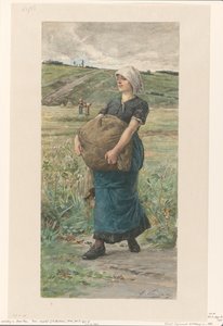 Femme marchant avec un sac lourd - Ernst Witkamp (signed by artist)