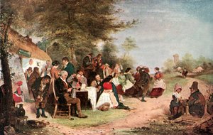 Une fête irlandaise (lithographie couleur)