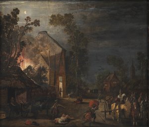 Un village pillé la nuit - Esaias van de Velde