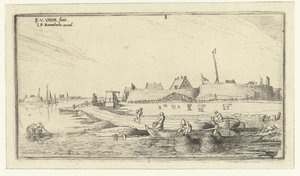 Barques de pêcheurs devant un fort sur l