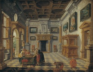 Somptueux intérieur Renaissance avec joueurs de tric-trac