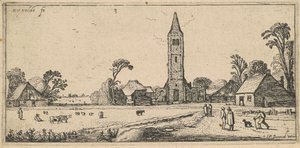 Paysage avec un pré et une église de village - Esaias van de Velde I