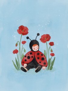 Bébé coccinelle endormie