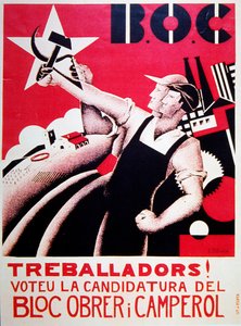 Affiche électorale pour Bloc Obrer i Camperol (BLOC) vers 1935