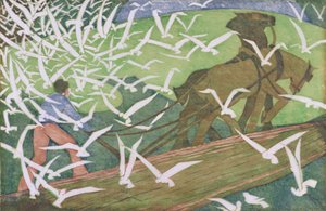 Oiseaux suivant une charrue - Ethel Spowers