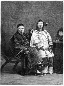 Couple de notables chinois de San Francisco (États-Unis) au 19e siècle. Gravure d